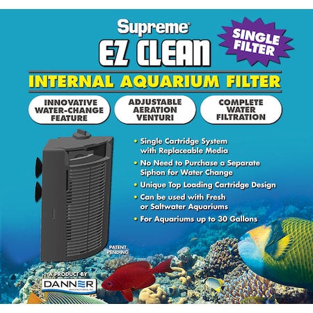Danner EZCleanSingleInternalAquariumFilter.Up to 30 gal.Single Cartrig filter 1155